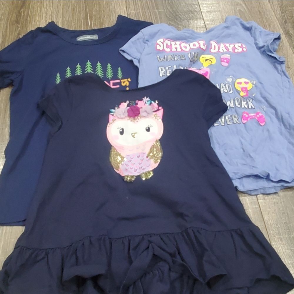 Girls Short Sleeve Shirts Size 10-12 Kids Short Sleeve Tees 3 Pieces